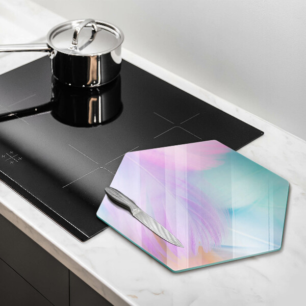Chopping board glass Pastel feathers