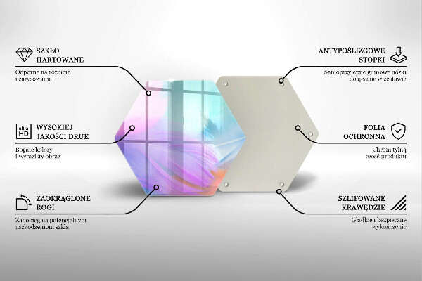 Chopping board glass Pastel feathers