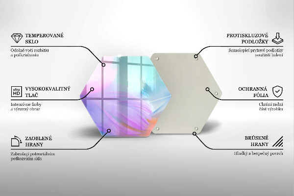 Chopping board glass Pastel feathers