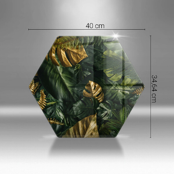 Chopping board glass Monstera golden leaves