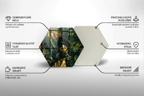 Chopping board glass Monstera golden leaves