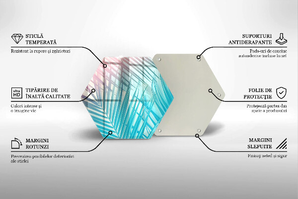 Chopping board glass Pastel leaves