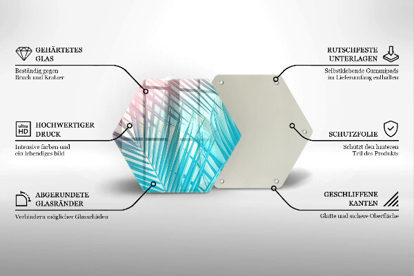 Chopping board glass Pastel leaves