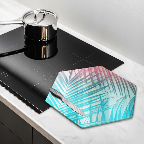 Chopping board glass Pastel leaves