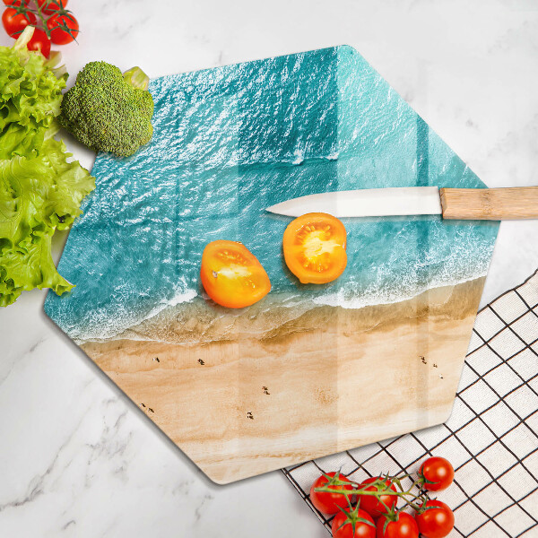 Chopping board glass Bank of the beach and the sea