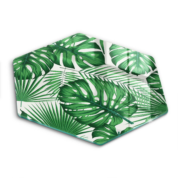 Glass chopping board Monstera leaves