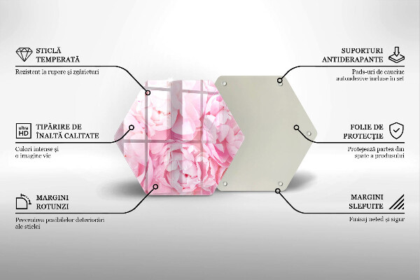 Kitchen worktop protector Delicate peonies