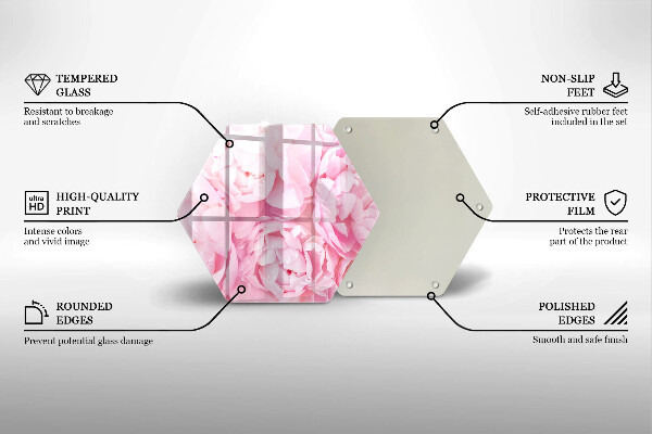 Kitchen worktop protector Delicate peonies