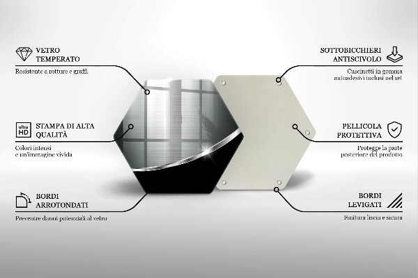 Chopping board glass Abstraction with metal