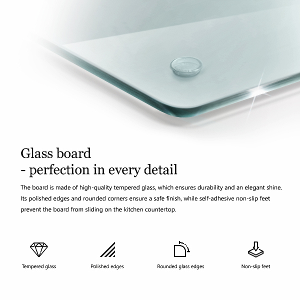 Transparent glass chopping board 24x20 in