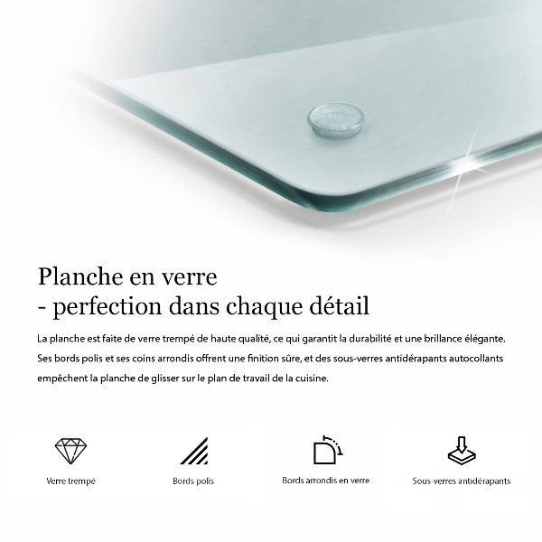 Transparent glass chopping board 24x20 in