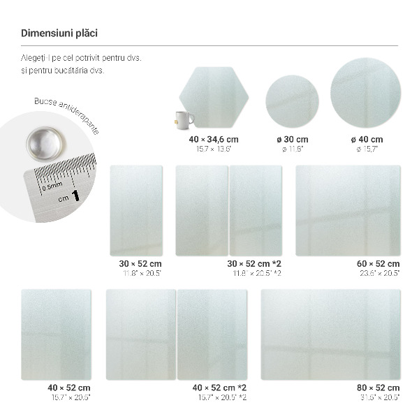 Glass chopping boards, set of 2, 15.7 and 20.5 inches