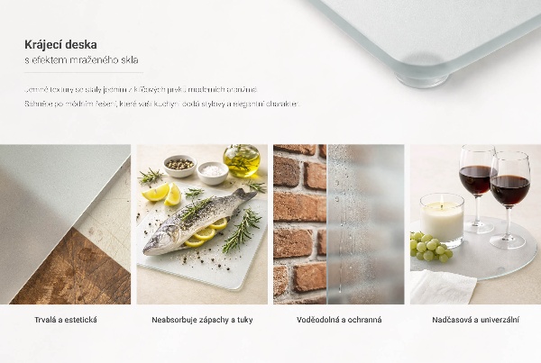 Glass chopping board, 11.8 × 20.5 inches