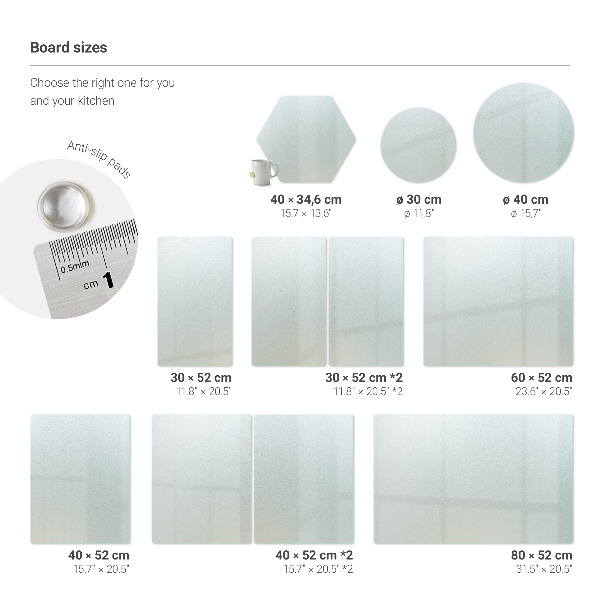 Glass chopping board, 11.8 × 20.5 inches