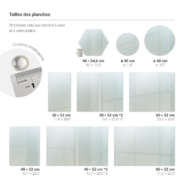 Glass chopping board 23.6" x 20.5"