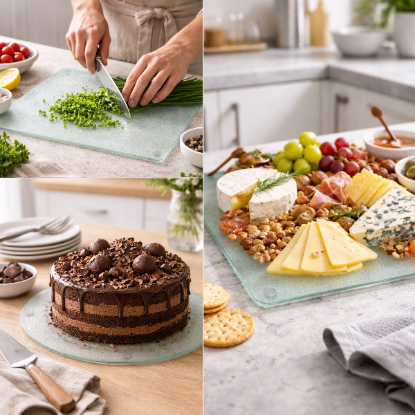 Glass chopping board 15.7 × 13.6 inches