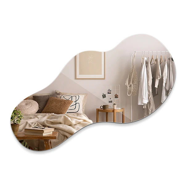 Organic shaped mirror for wall 19x39 in