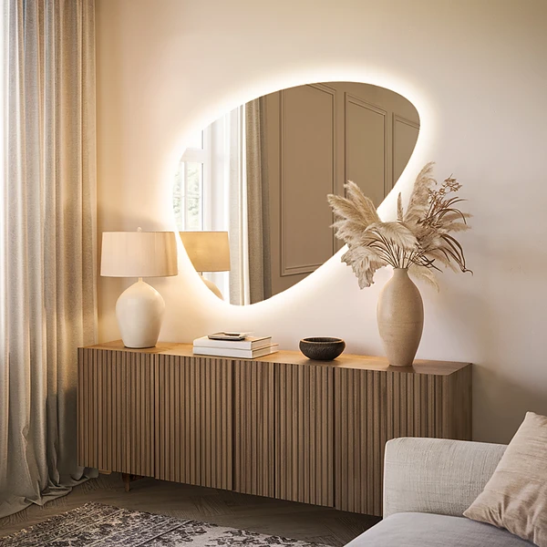 Irregular LED mirror unique 15x31 in