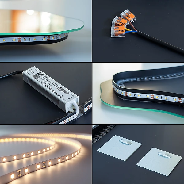 Irregular shape LED mirror modern 19x39 in