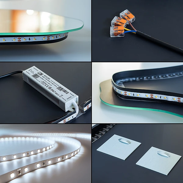 Irregular shape LED mirror modern 19x39 in