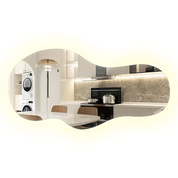 Irregular shape LED mirror modern 19x39 in