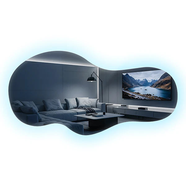 Irregular shape LED mirror modern 19x39 in