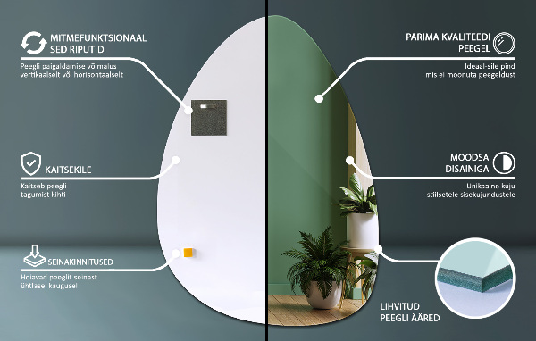 Egg-shaped mirror 50x70 cm