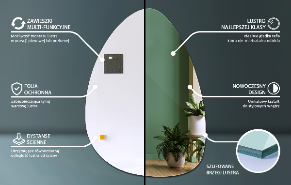 Egg-shaped mirror 50x70 cm