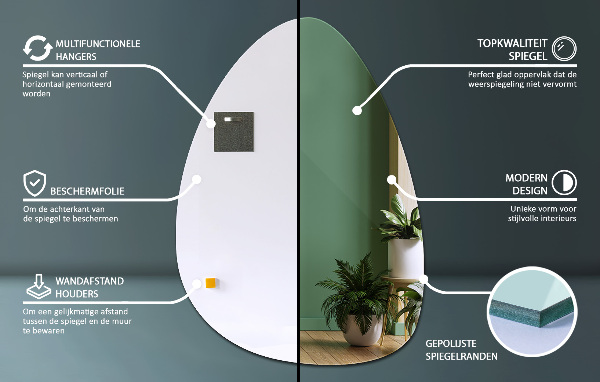 Ovoid mirror 64x90 cm