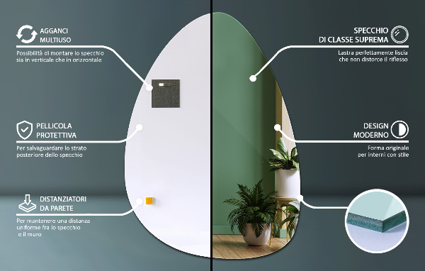 Ovoid mirror 64x90 cm