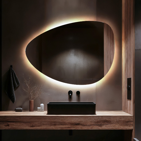 Egg-shaped LED mirror 50x70 cm