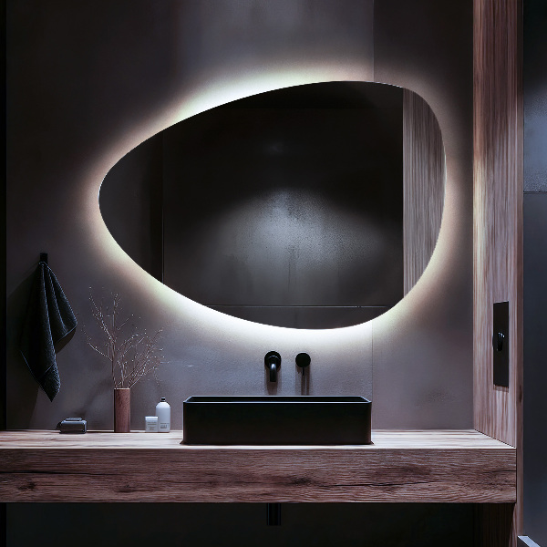 Egg-shaped LED mirror 50x70 cm