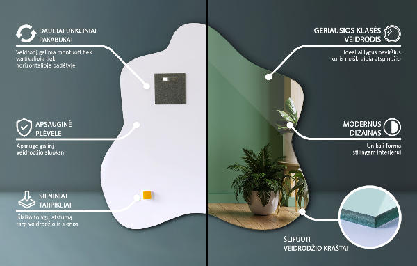 Splash irregular shaped mirror 48x48 cm