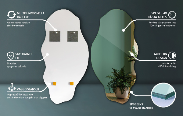 Irregular shaped mirror stain 18x36 in