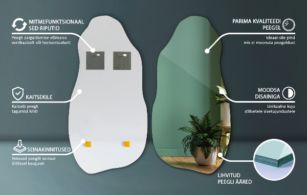 Irregular shape mirror original hanging 20x40 in