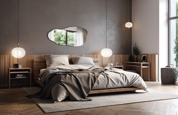 Irregular shape mirror original hanging 20x40 in