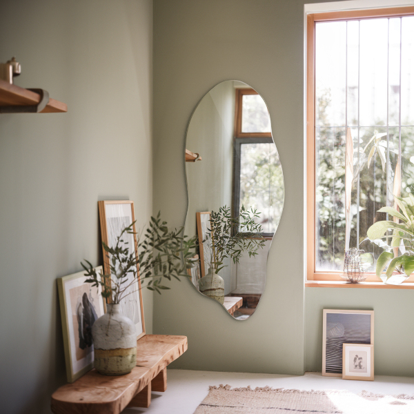 Pebble shape mirror decorative for the wall 14x32 in