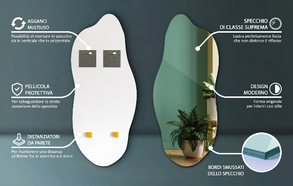 Unusual shaped mirror without frame 16x36 in