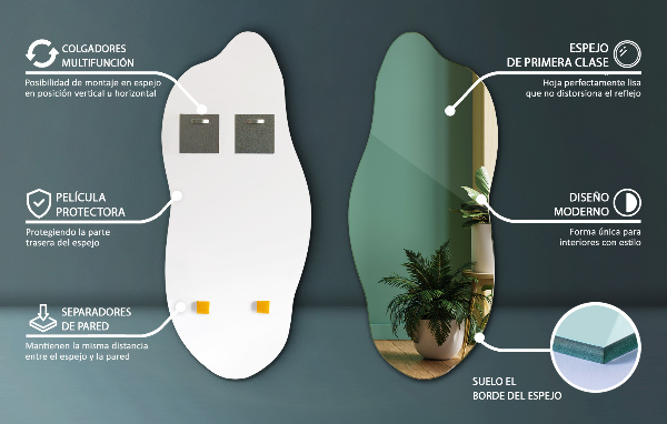 Weird shaped mirror modern 18x40 in