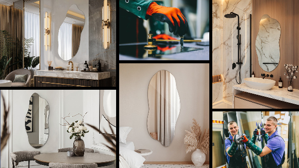 Weird shaped mirror modern 18x40 in