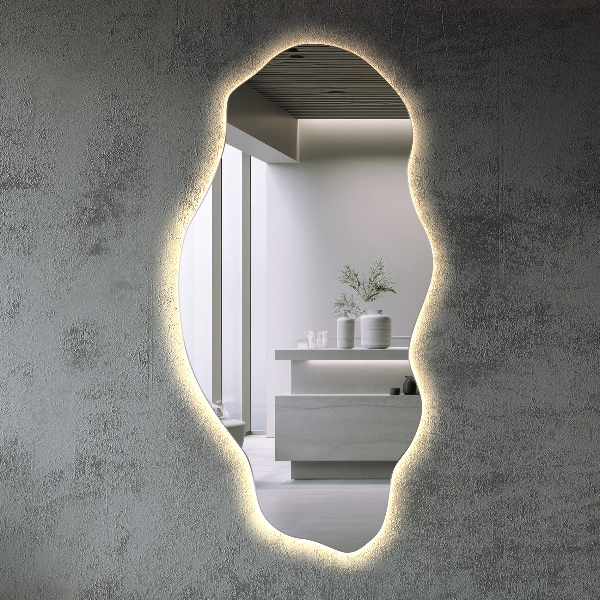 Organic mirror with led lights ornamental 50x100 cm