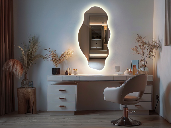 Organic mirror with led lights ornamental 50x100 cm