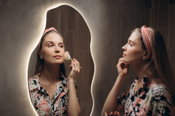 Organic mirror with led lights ornamental 50x100 cm