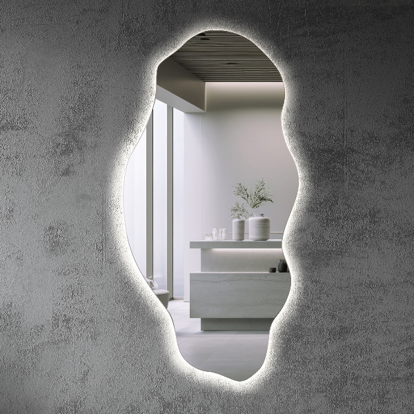 Organic mirror with led lights ornamental 50x100 cm
