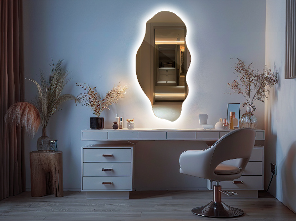 Organic mirror with led lights ornamental 50x100 cm