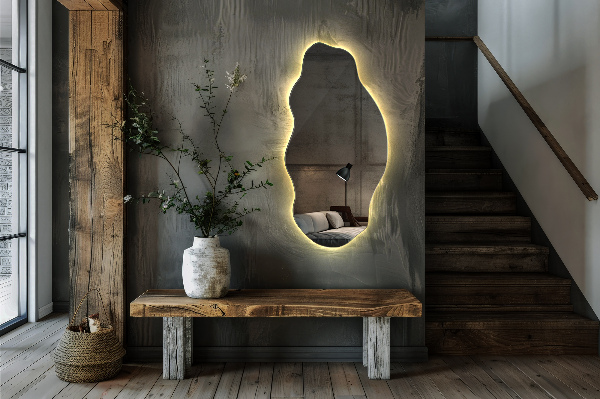 Organic mirror with led lights ornamental 50x100 cm