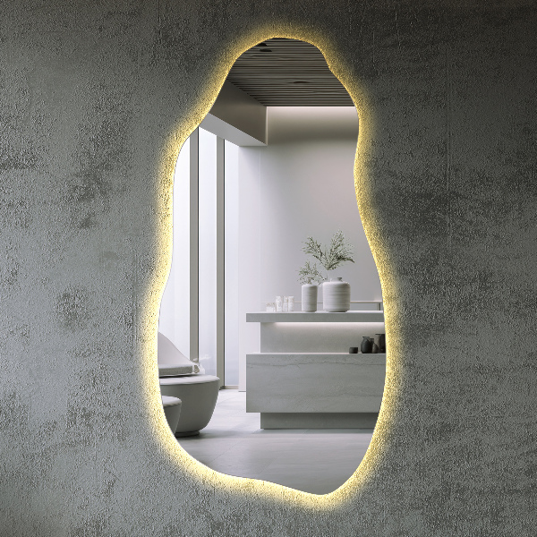 Organic shape led backlit mirror spectacular 40x80 cm