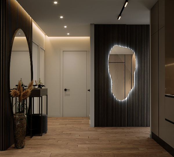 Organic shape led backlit mirror spectacular 40x80 cm