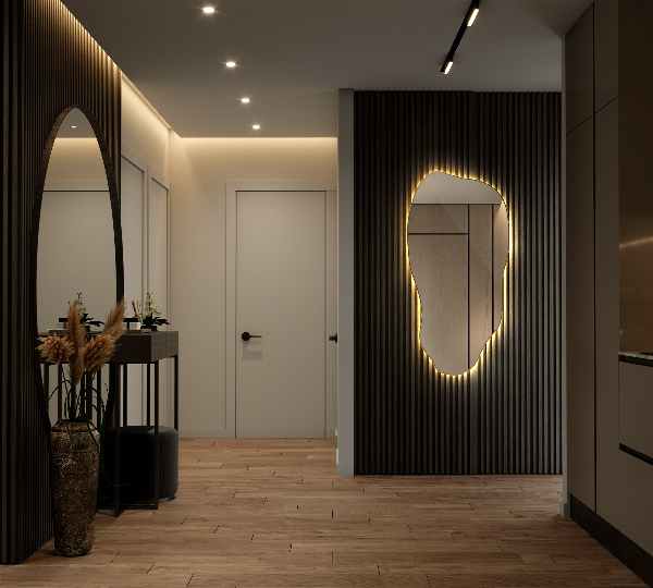 Organic shape led backlit mirror minimalist 45x90 cm