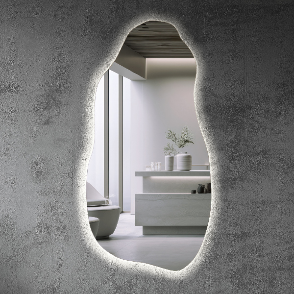 Organic mirror with led lights minimalist 50x100 cm